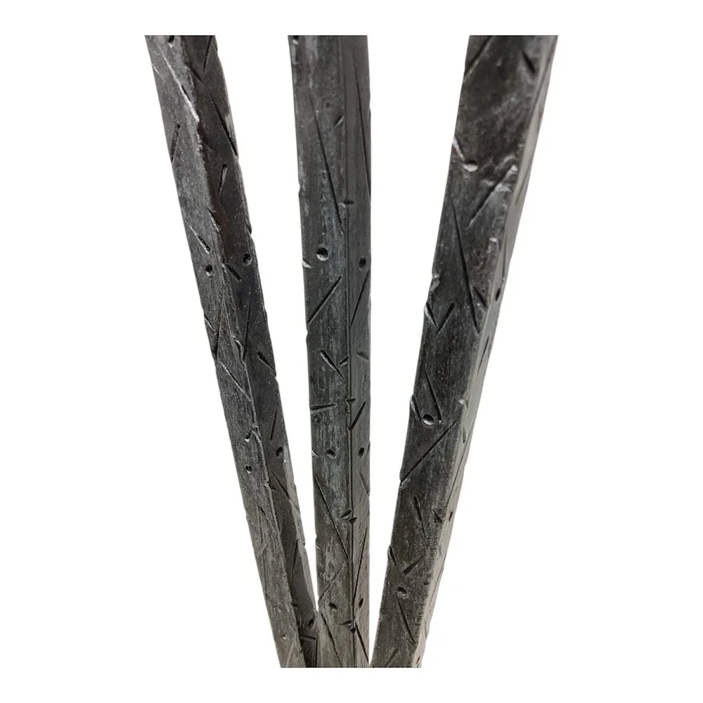 Pair MCM Brutalist Wrought Iron Candlesticks Hand Forged Double Sm Taper 14x14